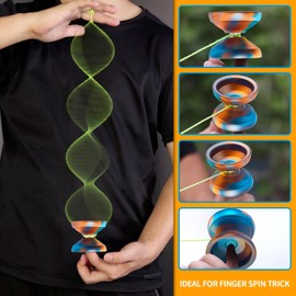 YOYOSTUDIO X0312 Unresponsive Finger Spin Yoyo Professional, Responsive Yoyo for Adults Kids 8-12, Trick Yoyo Professional with Yo Yo Bearing Kit, 10 Yo-Yo Strings, Case & Glove (Black Gold Blue)