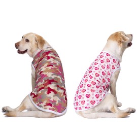 Miaododo 2 Pack Dog Shirts for Medium Large Dogs,Camouflage Quick Dry Dog T-Shirts,Breathable Strechy Dog Tank Top Sleeveless Vest Dog Tee Shirt Dog Clothes Apparel (Pink Camo+Heart, 36)