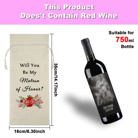 Ximalun Matron of Honor Gift Will You be My Matron of Honor Wine Bag Gift for Bridesmaid Proposal Gifts Bridal Shower Bachelorette Party Engagement Gift Wedding Gifts for Bridesmaid