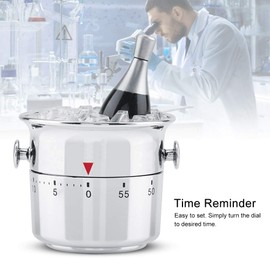 Cooking Timer, Cute Kitchen Timer, Stainless Steel Clockwise 60 Minute Adjustable Wine Cabinet Barrel Kitchen Timer for Salons Offices Laboratories