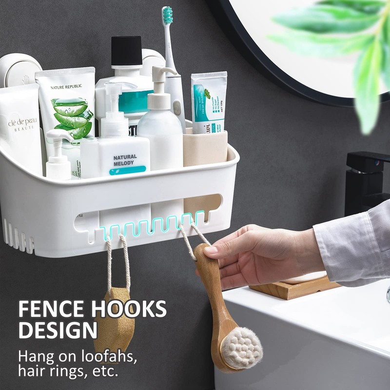 TAILI Suction Shower Caddy, Wall Mounted Bath Organizer Shelf for