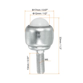 PATIKIL Roller Ball Transfer Bearing 1/2", 8 Pack Load 6.6lbs Stud Mounted Nylon Ball Rotation Caster Unit for Conveyor Roller Stand Transmission