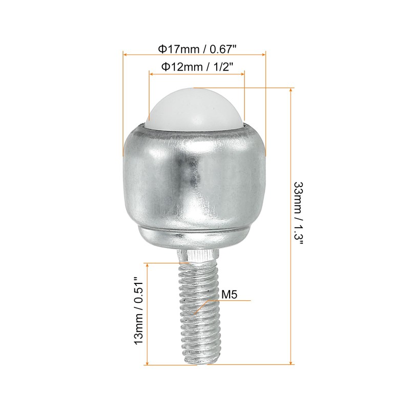 PATIKIL Roller Ball Transfer Bearing 1/2", 8 Pack Load 6.6lbs