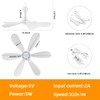 RITPHI USB Powered Small Ceiling Fan 6 Blades Quiet DC