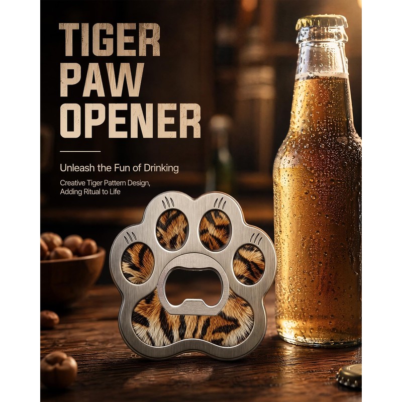 Tiger Paw Bottle Opener, Magnetic Beer Opener Tool & Fridge