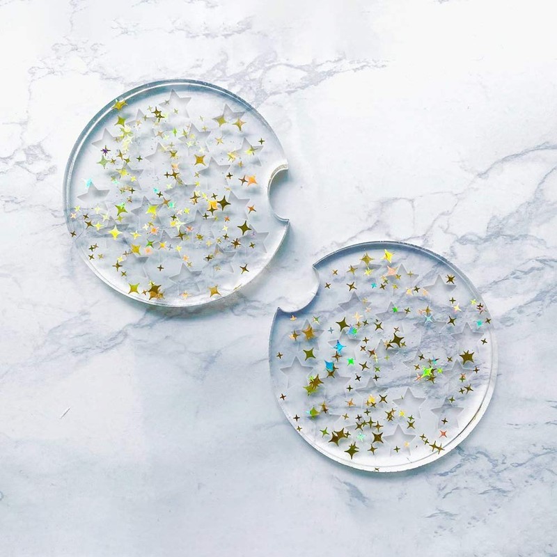 Shiny Glossy Car Coaster Molds Star Pattern 2.5 inches DIY