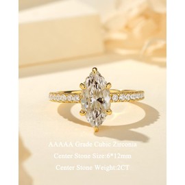 RURULUYA 2CT Marquise Cut Engagement Ring for Women,Simulated Diamond Ring,925 Sterling Silver 18K Yellow Gold Plated Promise Ring (Size 7#)