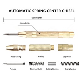 Punzón Central de 5 Piezas de 4 Mm, Punzón Central Multifuncional, Localizador Automático de Punzones Centrales de Acero Al Carbono