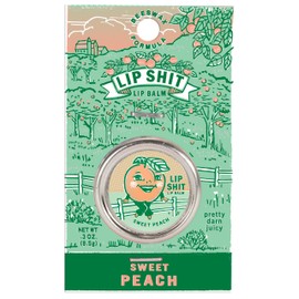 Blue Q Lip Lip Balm - Sweet Peach. All-Natural Deluxe Beeswas Formula. Packed in an Adorable Stamped Metal Tin .3 oz. Made in the U.S.A.