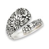 Victorian Flower Open Adjustable Spoon Ring .925 Sterling Silver Band