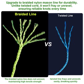 6 Roll Mason Line String Line - #18 Braided Nylon String - 500 Ft Length - Nylon with Reloadable Line Reel Twine for Gardening Or Masonry Tools - Perfect Construction String (Yellow)