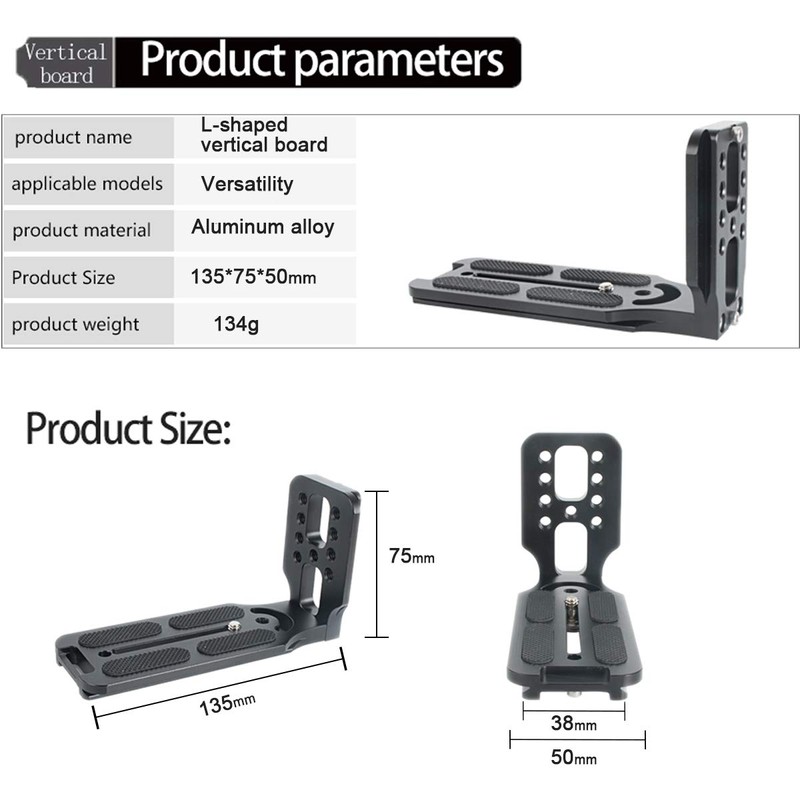 WLPREOE DSLR Camera L-Bracket Vertical Horizontal Switching Tripod Head Quick