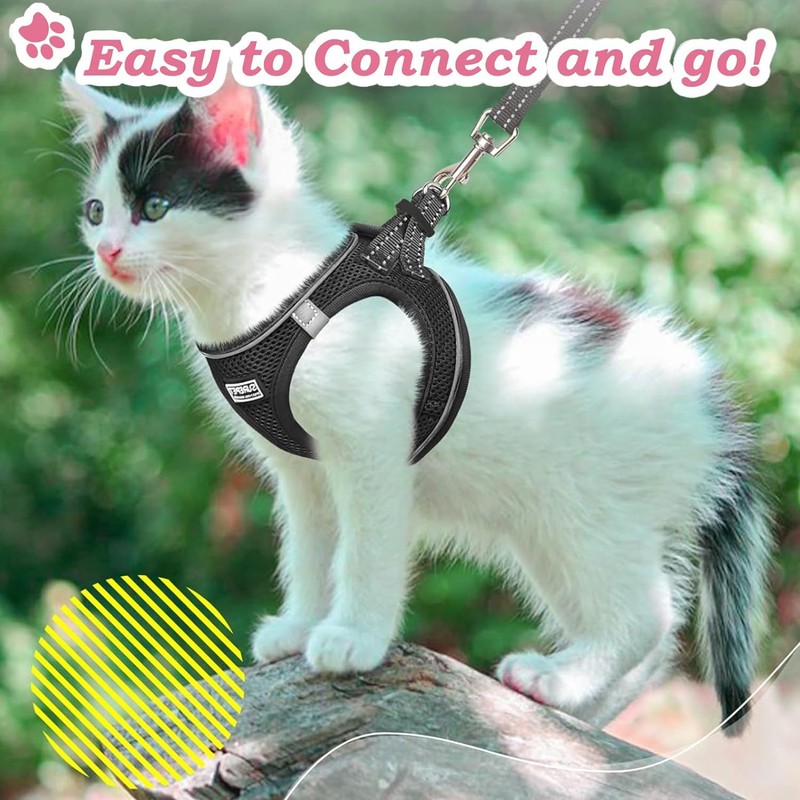 Cat Harness with Leash Set Mesh No Pull Reflective Escape
