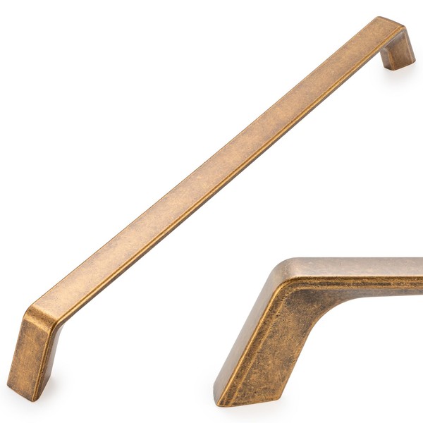 KOOFIZO Sloped Foot Cabinet Pull, 1-Piece Antique Brass Furniture Handle,