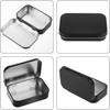 3 Pcs Black Portable Rectangular Small Tins with Lids Tin