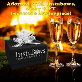 Insta Bows Five (5) Organza Ribbon Bows White Large Gift Bows for Gift Wrapping Christmas and Birthdays Each Gift Bow Measures 5 Inches Wide 1 Pull Makes A Big Bow for Present