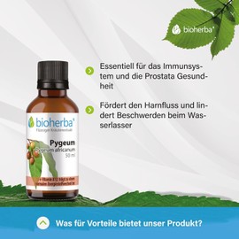 BIOHERBA 2 Pygeum Africanum Tincture - 50 ml High Dose Extract - Only 70 Drops a Day - Supports Prostate Health and Urinary Flow, Vegan, Enriched with Vitamin B12, PZN 18217875