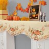 Simhomsen Beige Embroidered Pumpkins Fall Autumn Mantel Shelf Top Scarf