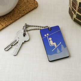 GRAPHICS & MORE Skiing Ski Lift Symbol in Snow Wood Wooden Rectangle Keychain Key Ring