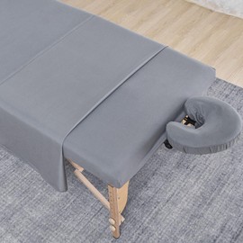 MRJ Microfiber Massage Sheet Set of 3 Pcs,for Massage Tables,Includes Massage Table Cover, Massage Fitted Sheet,and Massage Face Rest Cover,Gray