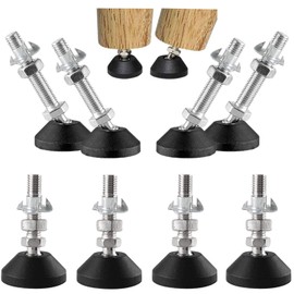 Uni-Fine 8 pieces levelling feet, M10 x 50 x diameter 50 mm, can withstand 450 kg, adjustable feet, height-adjustable feet for furniture