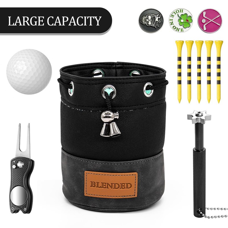 BAIRBRE Golf Valuables Pouch,Bucket Waist Design Golf Pouch Bag with