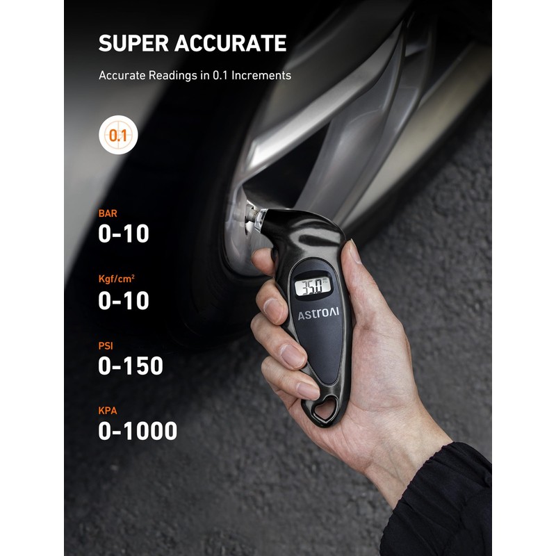 Astroai Digital Tire Pressure Gauge With Replaceable Aaa Batteries, 15