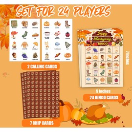 Happy Thanksgiving Bingo Game Cards, Autumn Harvest Bingo Games Set for Adults Large Group, Fall Pumpkin Board Game, Family Gathering Games for 24 Players, Thanksgiving Party Favors, 03