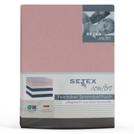 SETEX - Flannelette Bed Sheet with Elastic Band Cuddly Soft - Flannelette Fitted Sheet Made of 100% Cotton with All-Round Elastic Band - Bed Sheet 100 x 200 cm Dusky Pink