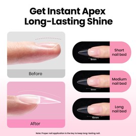 Beetles Tipex Lite Apex Nail Tips Kit, Stiletto Medium,192pcs 16 Sizes, with UV Nail Glue, Base & Top Coat, Mini Nail Lamp, Nail Clipper & Cuticle Nipper, Pre-Building Pre-Etched