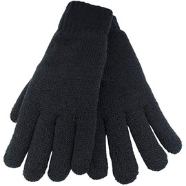 Touch Screen Gloves For Mens Winter Thermal Lined Full Finger Wooly Work Gloves For Mens Knitted Gloves (Black)