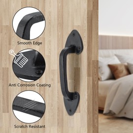WellMade Barn Door Handles, Black Gate Handle, 7.5 in Rustic Metal Door Pull Handle Hardware for Wooden Garden Gate Shed Cabinet