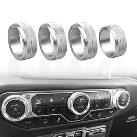 Air Conditioner Headlight Knob Trim for Jeep Wrangler JL JLU 2 Door & Unlimited 4 Door, fits for Jeep Gladiator JT 2018-2021 AC Control Switch Trims Cover Center Console Knob Silver
