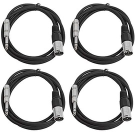 Seismic Audio - SATRXL-M6-4 Pack of 6 Foot 1/4 Inch TRS to XLR Male Patch Cables - Balanced - 6 Foot Patch Cord - Black and Black