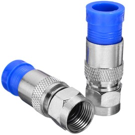 Pack of 10 Compression Connectors, RG6 F Type Coaxial 75-5 Compression Connector for RG6 Quad Shield Cable (Blue)