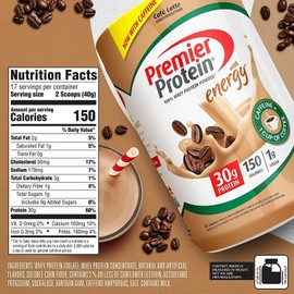 Premier Protein Powder, Cafe Latte , 30g Protein, 1g Sugar, 100% Whey Protein,