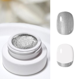 SMAILXIIYUE Gel Paint For Nails Art, Silver Glitter Gel Nail Polish, Gel Polish Design Nail Art For Home Salon DIY Gel Design Nail Art (Silver, M)