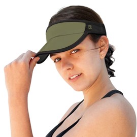 GADIEMKENSD Sun Visors Hats for Women Mens Beach Hat Summer Straw Sunhat Fashion Foldable Wide Brim Sombreros para Mujer Ponytail Caps UV Protection for Run Hiking Golf Football Army Green Black