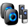 Wireless Doorbell 2 Receivers 2 Push Buttons, PHYSEN Waterproof Door