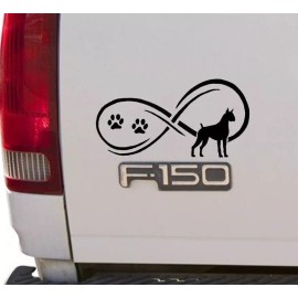 Bluegrass Decals Black Boxer Infinity Dog Decal Sticker Car Truck SUV Van Laptop German Puppy