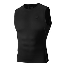 Runhit Sleeveless Compression Shirt Men Tank Tops Gym Workout Mens Sleeveless Tee Shirts for Running Black 3XL