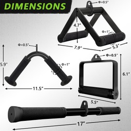 Howffite Cable Attachment for Weight Workout LAT Pull Down Attachments Set V Bar and Rotating Straight Bar and Double D Row Handle
