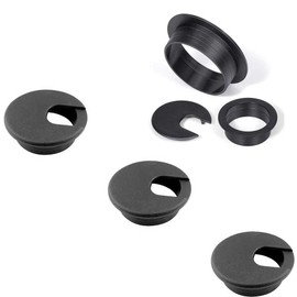 4Pcs Desk Cable Wire Grommet, 35mm(1.38 inch) Black Desk Grommet Cord Cable, Desk Table Grommet Cable Tidies for Home and Office Table Surface Port Hole Covers (35mm)