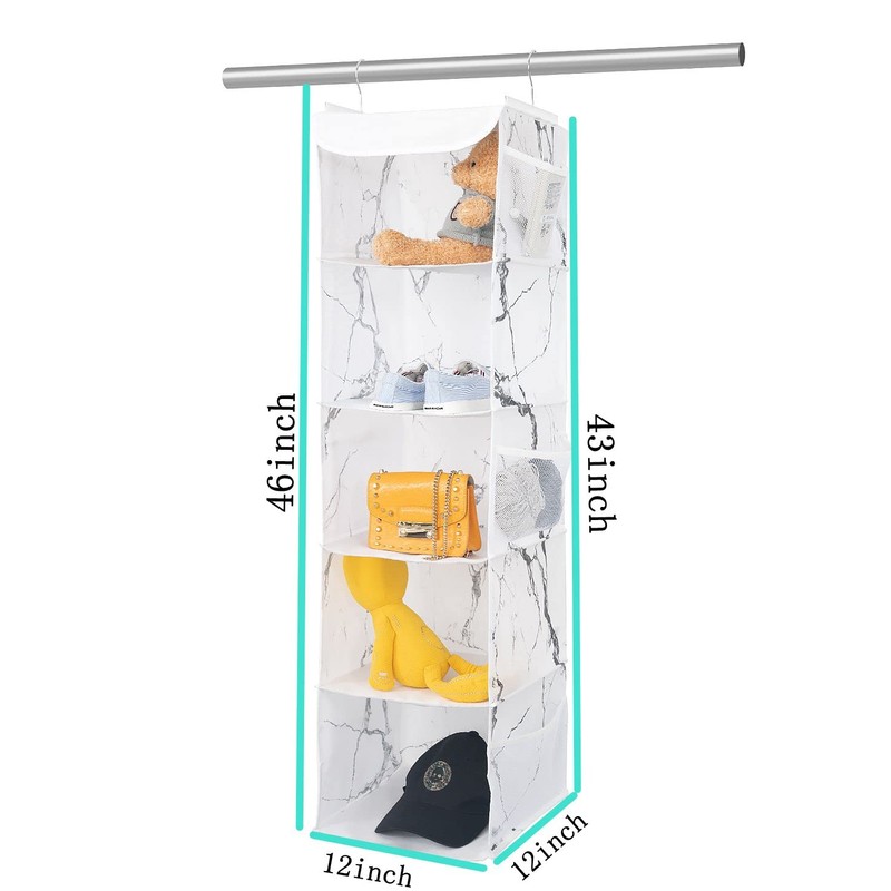 BrilliantJo 5 Shelves Hanging Closet Organizer, 2 Pack Hanging Storage