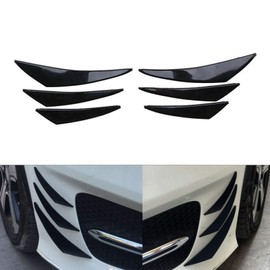 Areyourshop 6 pieces universal carbon fibre PP car/car front bumper spoiler canards black C207-A007