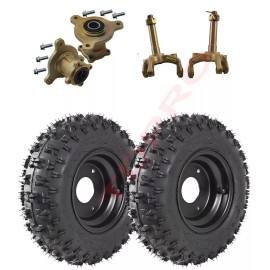 Unbranded 6" Go Kart Wheels 4.10-6 Tires 3 Lug Rims + Steering Spindle Hub Quad Bike ATV