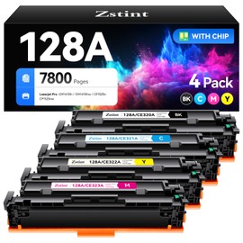 128A Toner Cartridge Set 4-Pack High Yield Compatible with HP 128A CE320A CE321A CE322A CE323A for Pro CM1415fn CM1415fnw CP1525n CP1525nw CM1415 CP1525 Series Printer Ink Black Cyan Yellow Magenta