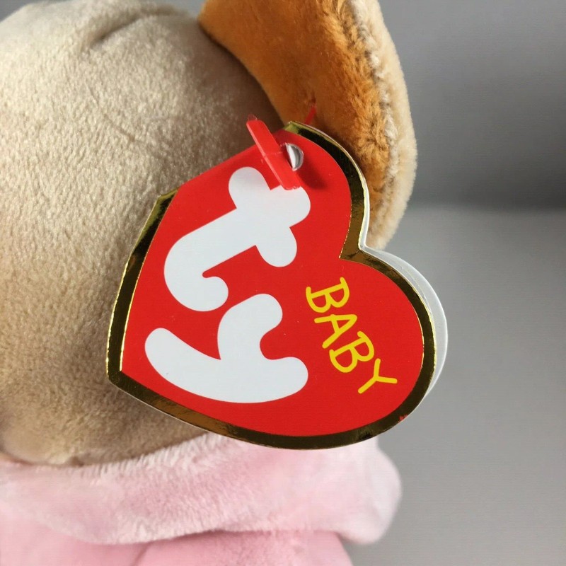 Ty BABY TY PJ BEAR PINK (Non-Removable Pajamas) (Regular Size