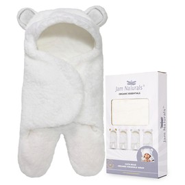Jam Naturals - Lindo Oso Oso Oso orgánico para recién Nacido, Manta Suave de género Neutro, Regalo de Registro de bebé recién Nacido (Blanco, 0-3 m)