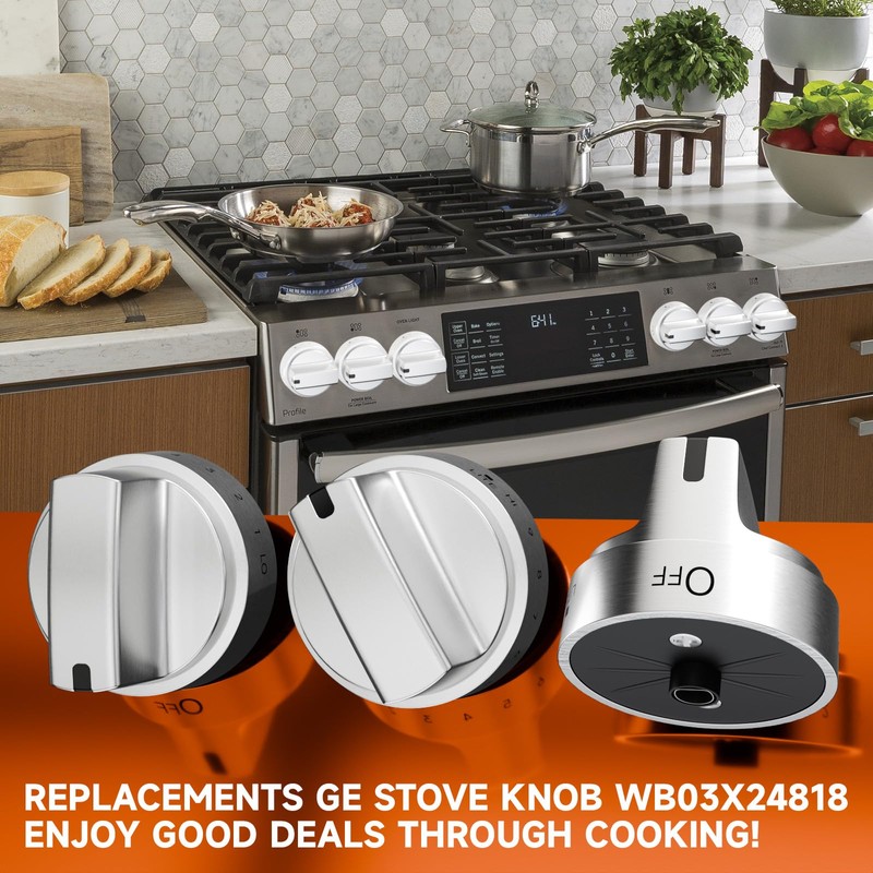KEIFI Stainless Steel Stove Knob Replacements for GE Gas Stove